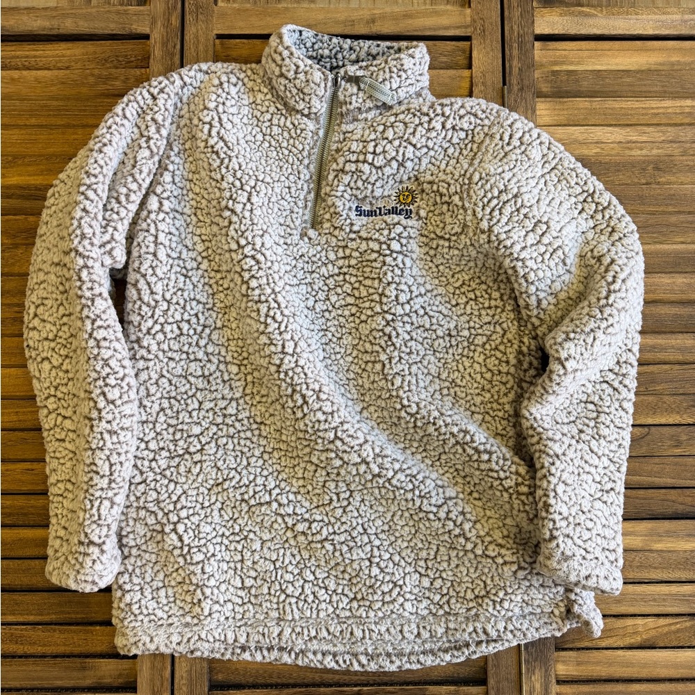 Sun Valley Resort Top of the World Cream Sherpa Jacket Luxury Vacation Large